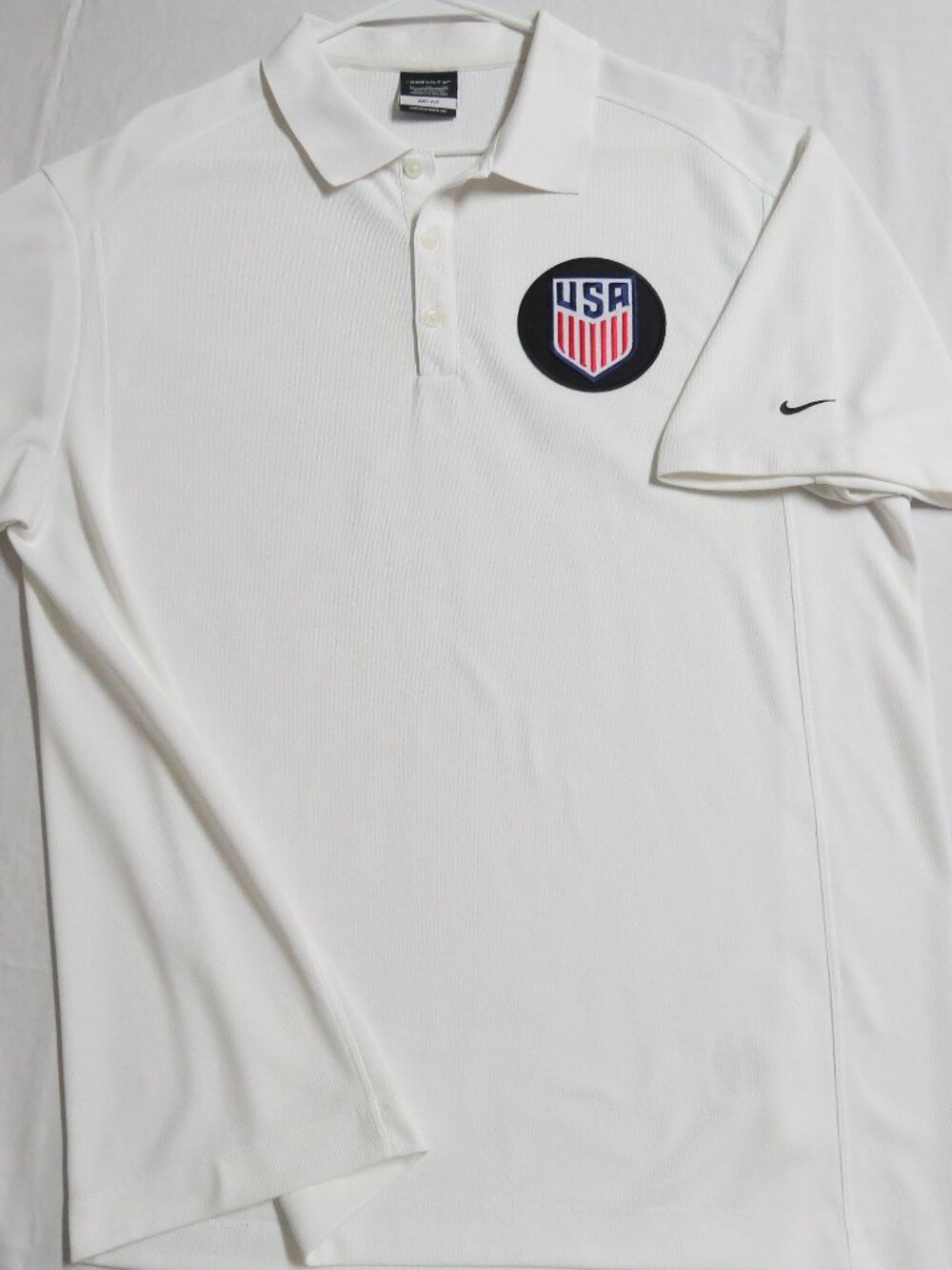 M-XL USA White Nike Dri-Fit Men's db #57Z Golf Polo Shirt